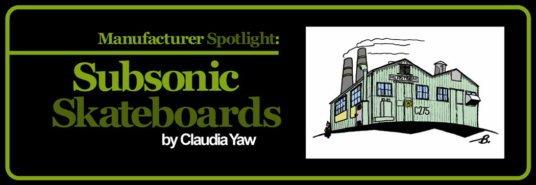 Manufacturer Spotlight:
Subsonic Skateboards
by Claudia Yaw
 
When original owner Scott Moore opened Subsonic Skateboards in 1999, he handcrafted every board. From start to finish, Moore would design, stain, press, cure, cut, sand, and polish every deck. But the growing popularity of Subsonic boards created a demand that Moore simply couldn’t keep up with. So in 2015, four more owners bought into the company, moving it from Portland, OR to its current location in Southern Seattle.
 


Left: Owner Anne Cameron, overlooking the gluing process at Subsonic’s manufacturing facility. Right: Subsonic's trademark.
 
I met Anne and her husband last month at Trader Joe’s, where I work. Between bagging organic dog food and fair trade goat milk, I told them about the rad skate magazine I intern for. They gave me some sick Subsonic stickers and told me to contact them if EverythingSkateboarding wanted to do a feature on a Seattle-based custom shop.
Subsonic currently has five owners, but the fellow most involved with the design and craftsmanship is Ryan Villa. Ryan studied engineering, but left school when given the opportunity to design and engineer skateboards at Subsonic. The young longboarder is largely responsible for the creation of the boards, and was more than excited to show me every step of the process.
The boards start as thin sheets of wood which are squeezed together with a hydraulic press. Ryan explained that although each mold corresponds to a specific board produced by Subsonic, they aren’t exact replicas, since the boards, once pressed, relax into their final shape.


Left and right: Quality in, quality out; Ryan shows off the veneer.
The planks of wood pressed together are meticulously chosen according to their grain. Depending on which way the grain runs, the wood will flex wither lengthwise or widthwise. Stacking these sheets of wood differently will therefore produce different levels of flexibility in a board. After being pressed, the wood sits in a curing room set to 73 degrees and 37% humidity to allow the boards to settle into their final shapes. 
The coolest step in creating a Subsonic longboard is the CNC machine, or Computer Numeric Control machine. Ryan informed me that the huge piece of machinery is named Betty, and that “she’s big and she’s loud and she’s awesome.” Betty sits in a room largely filled with sawdust and fiberglass. The massive contraption is responsible for cutting the boards out according to digital instructions given by Ryan. Anne described how complicated the software program is that Ryan uses. “I had to go to North Carolina to get training for this specific program,” he told me. “I’m a pretty fast learner, so once I figured out the basics, I just started making things.”
 
“Her name is Betty. She’s big, and she’s loud, and she’s  awesome.”
                                                                                                                                                                          -Ryan Villa


Betty, Subsonic’s Computer Numeric Control machine, is responsible for cutting each longboard out.
Drew, Subsonic’s intern, described how the sawdust is kept in huge bins which have to be systematically emptied- one of the less enjoyable tasks at Subsonic.“I was in full layers and I was still itching the day after.” Betty uses different drill bits to create the main shape for the longboards, as well as the smaller details.

 

Ryan demonstrates how a round drill bit creates a detailed cut in one of the boards.
“Even though a lot’s done on the machine, we still spend a lot of time hand shaping each board,” Ryan explained. In fact, every board is hand sanded after going through the CNC machine.

 
“Even though a lot’s done on the machine, we still spend a lot of time hand shaping each board.” 
                                                                                                                                                                          -Ryan Villa
 
The sanding process is where a lot of the craftsmanship comes in. On a Subsonic board, every curve and edge has a purpose, and is carefully sanded by hand. Ryan uses tools he makes himself to make sure every detail on each longboard is just right. When asked about other skate companies, Ryan and Anne both described how Subsonic’s level of detail is pretty unique in the industry. Ryan pointed to companies that manufacture their boards overseas. “To them it’s about the money and not about how it feels.”
Subsonic boards are sanded and shaped with tools custom made to fit the nooks and crannies of every unique board.
Each Subsonic board is also hand stained, making even the standard boards inherently unique. Anne admits that the staining process is pretty therapeutic. “If you’re staining the wood you can just listen to music or a book on tape.” Drew claimed that he once stained planks of wood for three hours before realizing how much time had passed.Ryan and Drew make rings, medals, and tools out of scrap wood left over from the CNC machine.
The final step is giving the longboards a graphic. Graphics are commissioned from artists outside the company, and range from more simple and abstract designs to elaborate animals, skulls, or even pirates. Most graphics are screen printed onto the longboards, but Subsonic also laser cuts some of their designs onto decks to create more scratch-resistant graphics. After graphics are added, each board undergoes a clear coating process. Between each coat, boards have to completely buffed in order to achieve the perfect glossy finish.


Top left: Laser cut graphic. Bottom left: Screen printing screen. Right: Graphic by Subsonic artist.
The finished boards are glossy, rad, and built to last. Ryan pointed out that shorter boards often only last a few months, or until street skaters get slammed and break their boards in half. “Especially with the crazy things street skaters do,” he claimed, “like throwing themselves down ten stairs.” He described a cycle between companies, who pump out low-quality boards, and skaters, who expect their boards to snap. Subsonic intentionally makes their longboards to last. Anne emphasized this point, and talked about a return customer: “We had a guy whose last order was in 2012, and the only reason he came back was because a car ran over his last one.”

 

Left: “The Graveyard,” a wall of broken, discontinued, and experimental boards. Right: A stack of decks, fresh out of the CNC machine. 
 
Subsonic’s youtube page features recaps and features of their downhill team, who explore beautiful PNW sights while ripping down hills at upwards of 40 miles an hour. This might be the biggest difference between street/vert skating and downhill: the scenery. Ryan described a recent skating trip in Canada, where the hill him and his friends were riding down overlooked the some islands off the coast.
“You’re thinking, man this is awesome. The scene itself just encapsulates you...and then you’re like, oh! I should pay attention to what I’m doing!”
                                                                                                                                                                         -Ryan Villa
 

 
The epic scenery of the Pacific Northwest may also be why downhill is so popular here. Ryan grew up in the desert of Tri-Cities in Southeast Washington, and remembers the longboarding scene consisting of no more than seven kids. His love for longboarding and downhill is what led him to Seattle: “I was like, I need to go somewhere where my people are.”


Left: Unique skate trophies for Maryhill racing. Right: A medal made by Ryan for downhill race Push in the Woods

Anne’s son is a downhill skater, and although she claims her skating abilities stop at balancing on a board, she knows first hand how welcoming the community is. “They’re just so inclusive. It’s like, ‘just wear your helmet and come skate with us!’” Although downhill skating is objectively terrifying (maybe it’s just me), Anne described how longboarding is incredibly diverse. Sure, there are downhill racers like Ryan, who get on a board in a full leather suit, ready to whip around hairpin turns at the speed of light. But there’s also pushers and pumpers, cruisers, and long distance guys like Andrew Andras. Andras holds the world record for the farthest distance traveled on a skateboard in 24 hours: 309 miles!
“They’re just so inclusive. It’s like, ‘just wear your helmet and come skate with us!’”
                                                                                                                                                                  -Anne Cameron
This year, Subsonic designed “La Maquina,” a red carbon platform board with metal brackets, especially for Andras. Subsonic also sees their fair share of older riders. “We’ll regularly sell customs to guys in their 60s and 70s,” Anne told me. “This is a sport you can do all your life.” Anne in particular is very proud of the diversity that Subsonic caters to. “I think it just goes to show that there isn’t just one kind of skater. There’s no stereotype that fits all skaters.”
“I think it just goes to show that there isn’t just one kind of skater. There’s no stereotype that fits all skaters.” 
                                                                                                                                                                   -Anne Cameron


Left: Intern Drew holding a personal project that met its demise. Right: A platform board prototype with metal brackets.
 
Subsonic is proud to manufacture all of their boards in the States. In regards to the current state of skateboarding, Subsonic’s owners know that more and more companies are becoming corporatized, shipping manufacturing overseas, and mindlessly pumping out boards. Ryan is optimistic, though, that Subsonic and other small custom shops will be able to stay afloat.
 
“At the end of the day, people are going to recognize quality.”
                                                                                                                                                                          -Ryan Villa


Ryan, Drew, Anne, Penelope, and Cooper pose in front of the Subsonic van.

